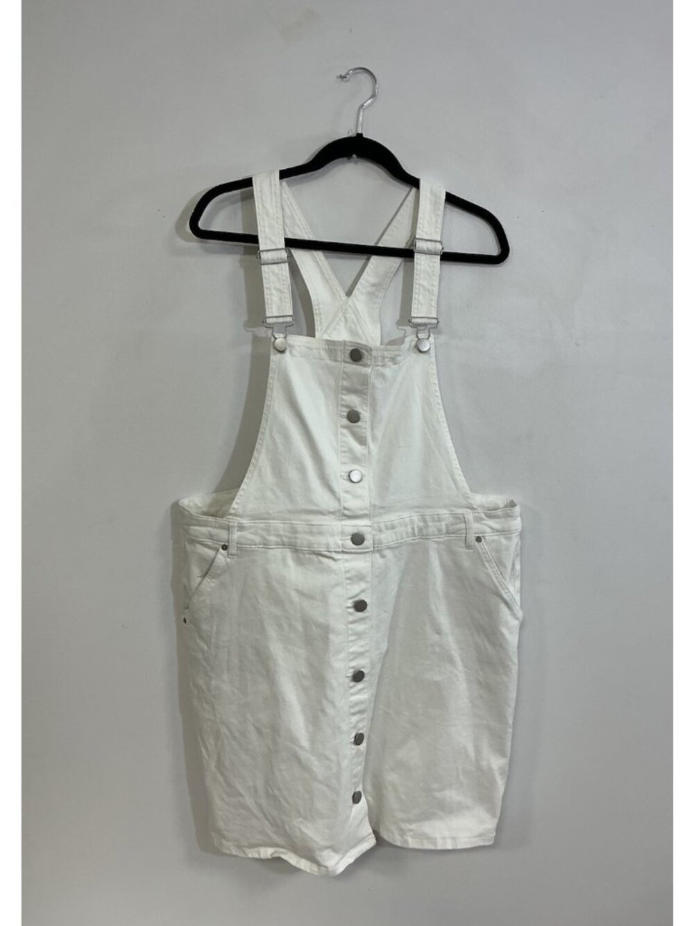 Vintage White Denim Overalls Shortalls Dress Romper Womens 20